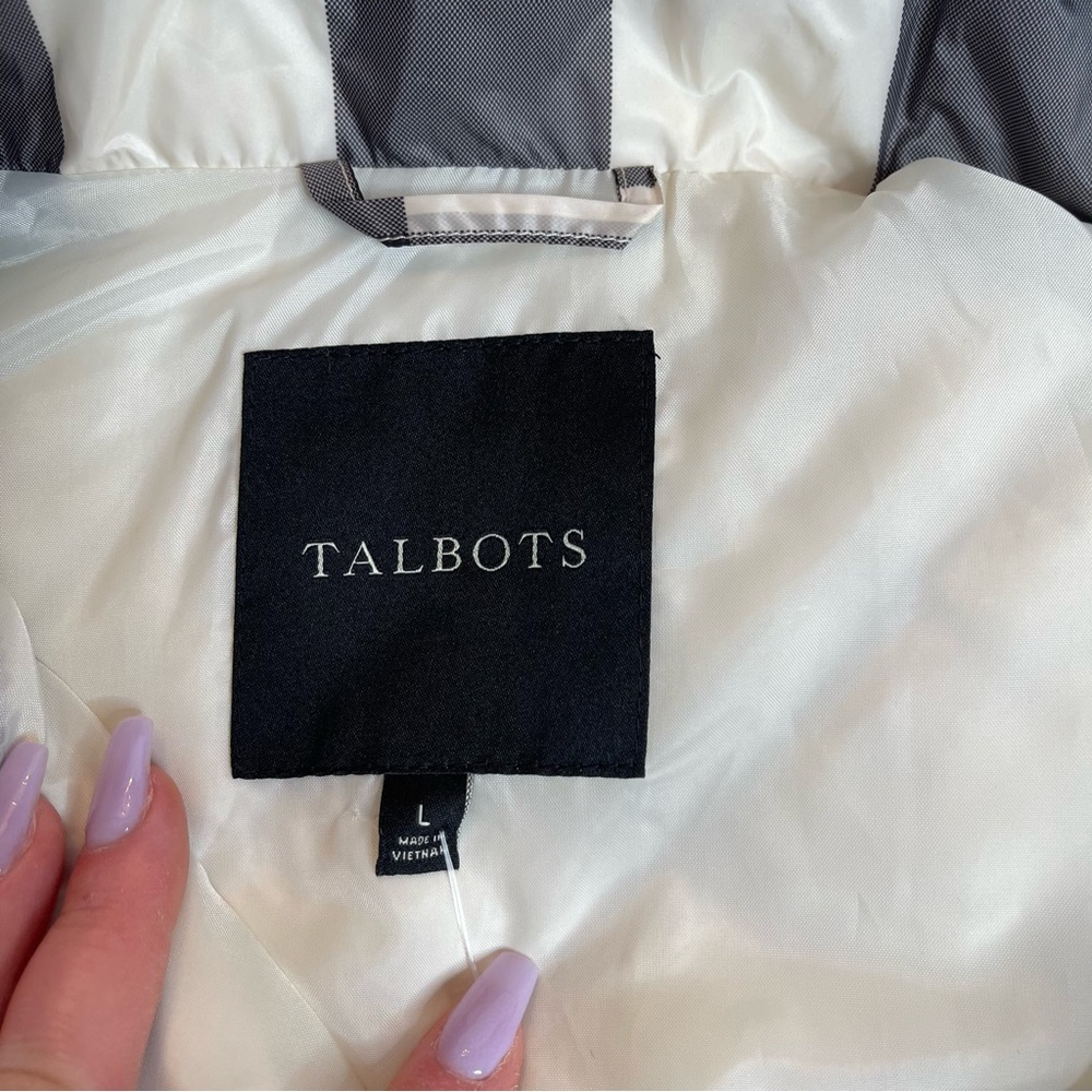 Talbots Black and White Plaid Puffer Vest Size Large - Picture 2 of 9